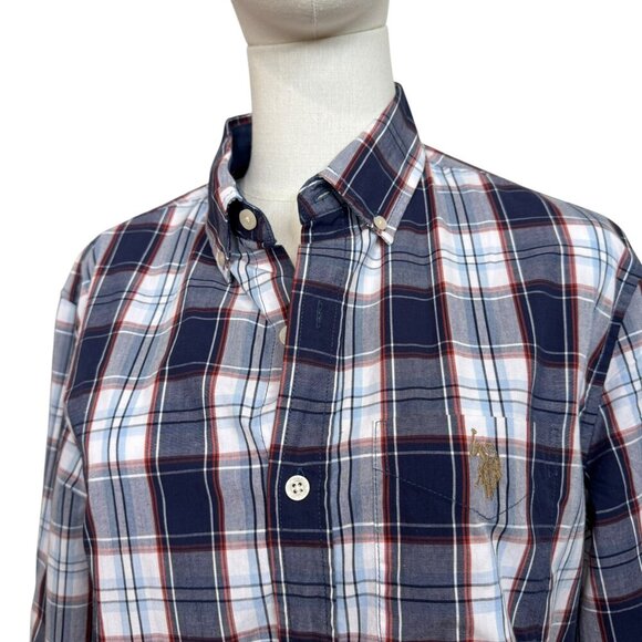 U.S. Polo Assn. Poplin Mens Classic Fit Long Sleeve Plaid Button-Down Sh… - Picture 5 of 6